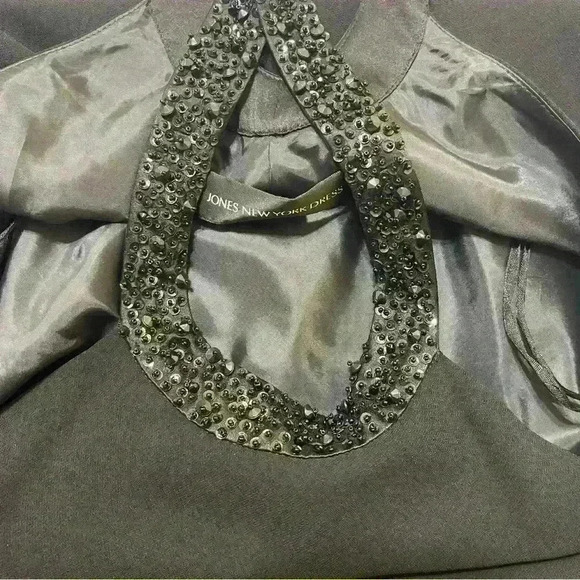 Jones New York Black Formal Maxi Evening Dress Sleeveless with Beading Size 8 - Picture 10 of 11